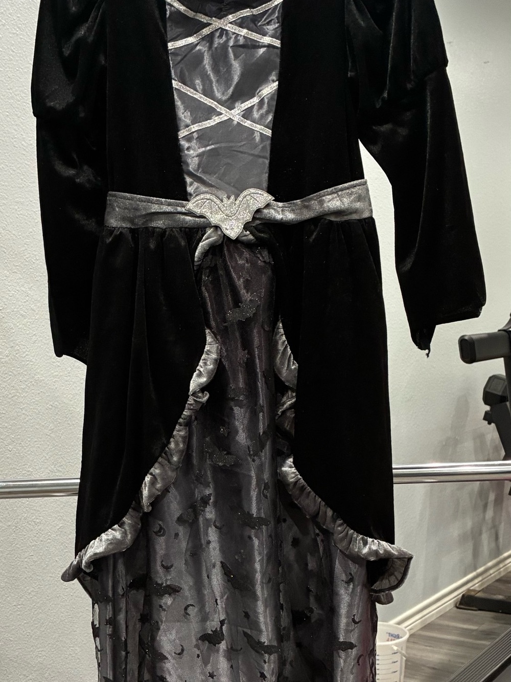 Morphe Black and Silver Glitter Bat witch costume with hat
